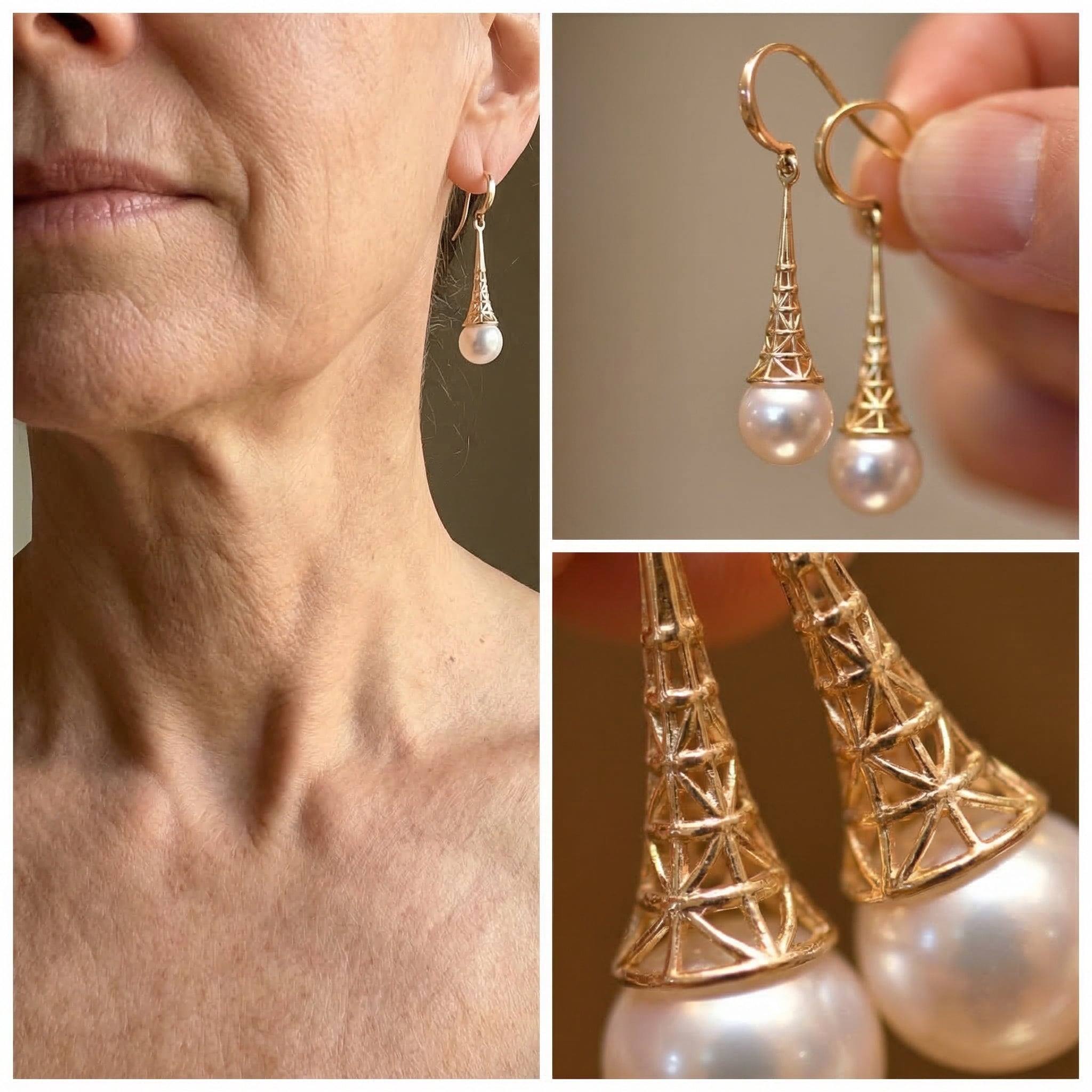 Vintage Pearl Earrings in Gold