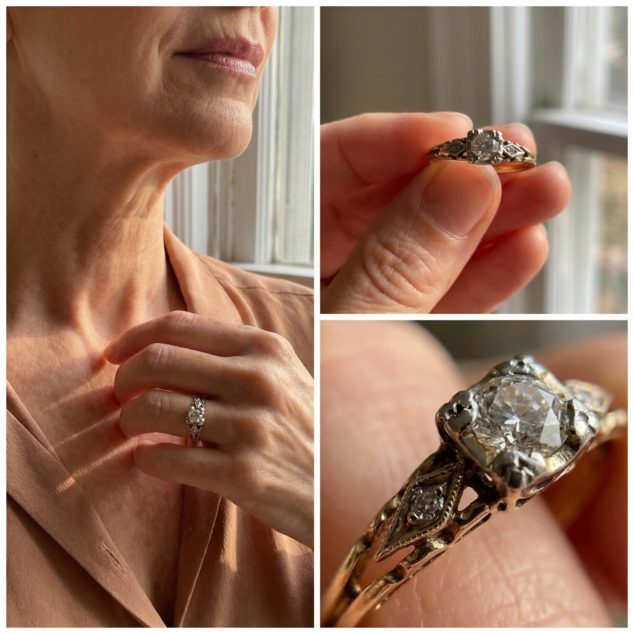 Vintage Zirconia Fine Gold Ring