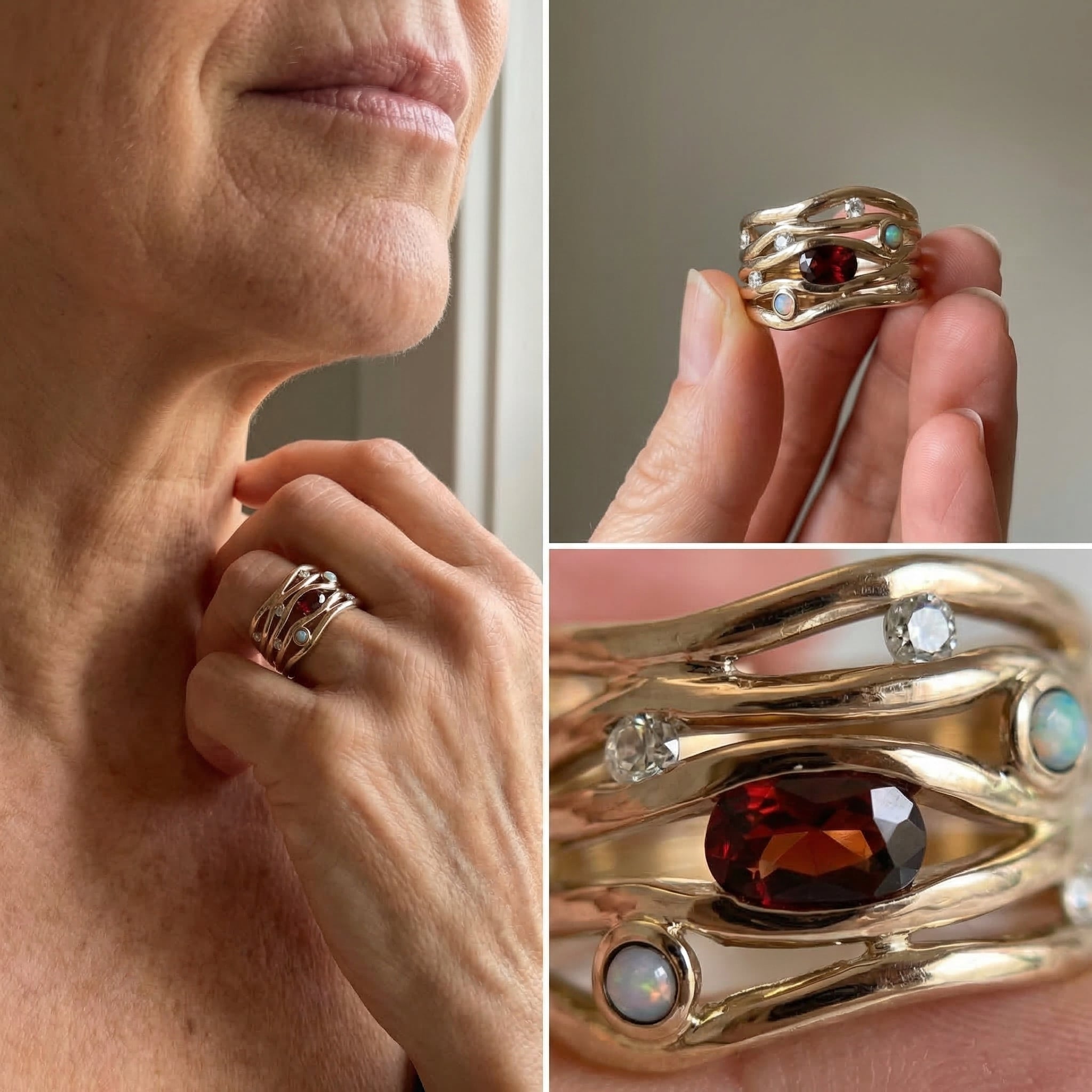 Vintage Zirconia Thin Golden Ring