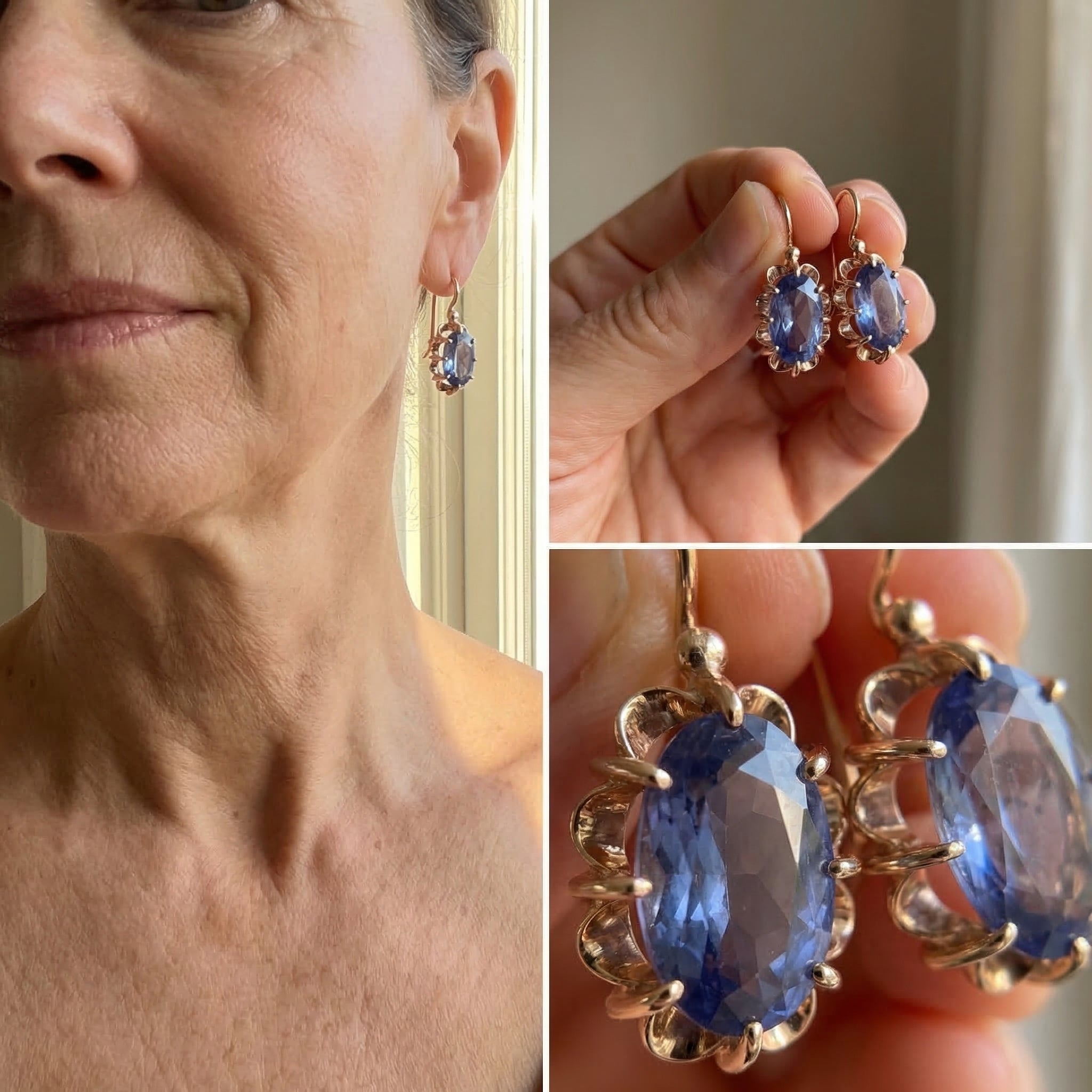 Vintage Blue Zirconia Earrings